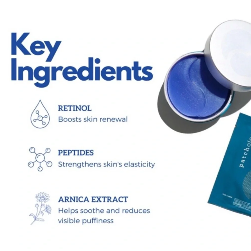Patchology Flashpatch Restoring Night Eye Gels 15‎ Pairs Retinol Peptides BNIB